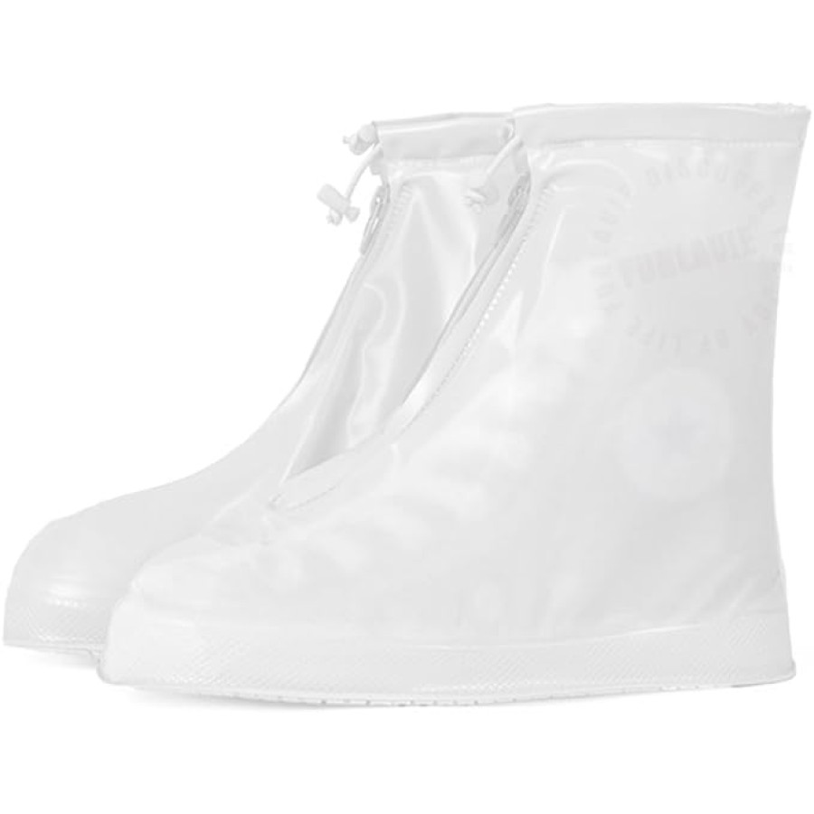 Rain Shoe Covers Non-slip Reusable Waterproof Shoe Covers for Women Men (Color: White)