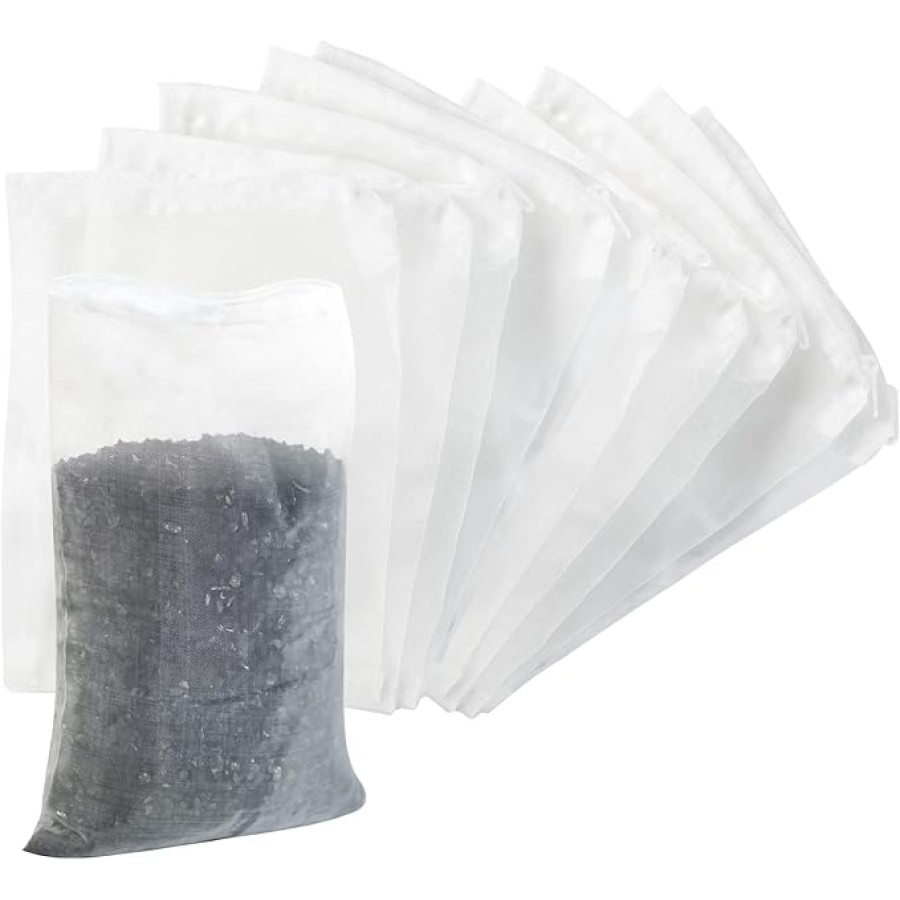 Aquarium Filter Media Bag Nylon Mesh Bag Net Bag Zipper (10 Pcs,Fine mesh)