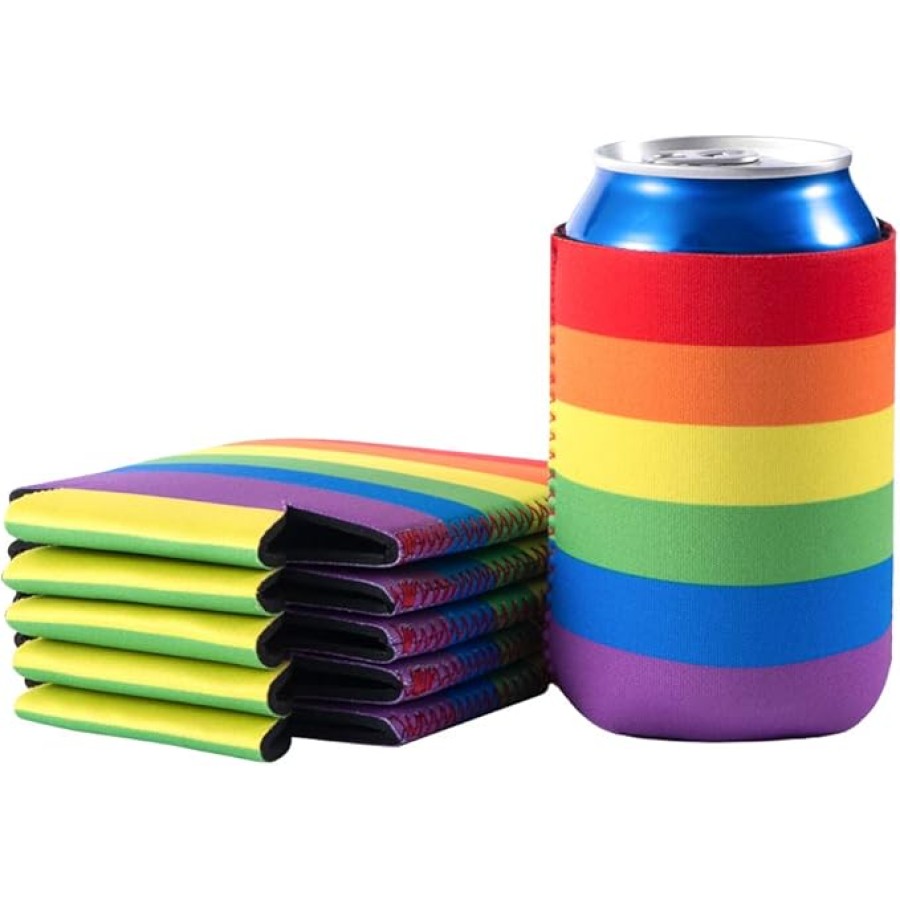 12 Pack Can Coolers Sleeves Neoprene Can sleeve Blank Beer Drink Coolies for Weddings, Parties, Events (Color: Horizontal stripes)