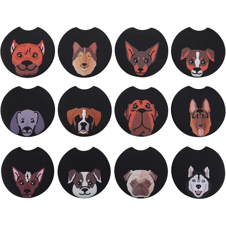 Car Coaster 12 Pack Car Cup Holder Coaster Set for Drinks Absorbent Keep Clean Auto Accessories Dog Series