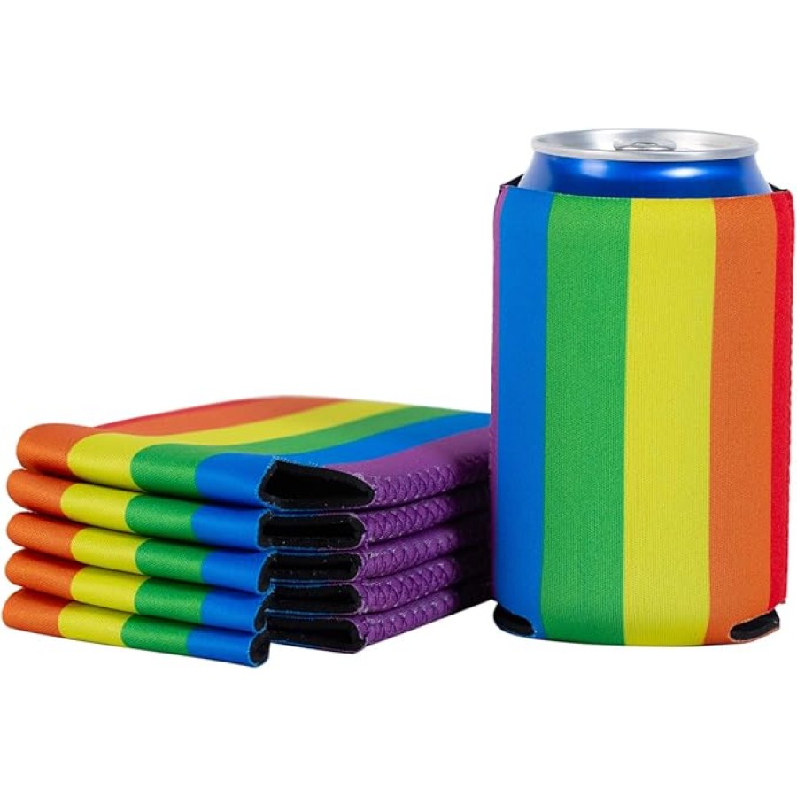 12 Pack Can Coolers Sleeves Neoprene Can sleeve Blank Beer Drink Coolies for Weddings, Parties, Events (Color: Vertical stripe)