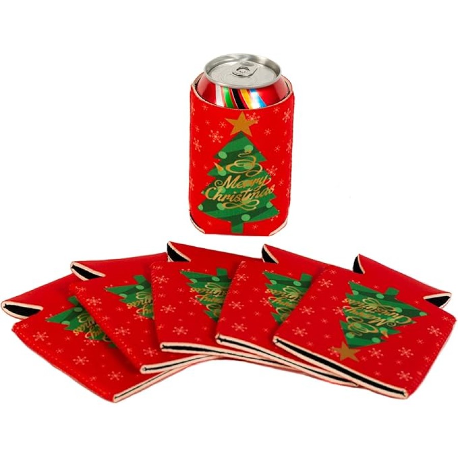 12 Pack Christmas Can Coolers Sleeves Neoprene Can sleeve Beer Drink Coolies for Christmas Holiday Party Decorations Supplies