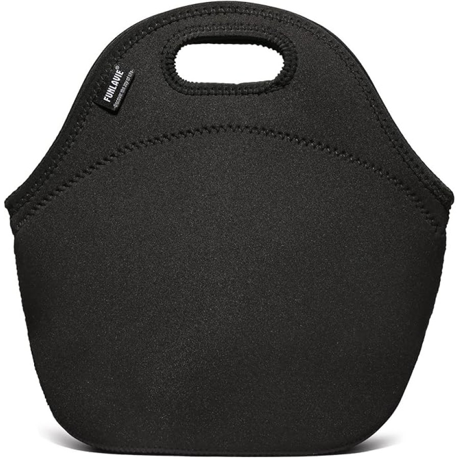 Black 4mm Neoprene Lunch Bags for Men Large Insulated Tote Bag With Zipper for Adults Women