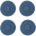 4 PCS Round Placemats for Dining Table Thread Weave Heat Resistant Non-Slip Pads Set for Kitchen Diameter 7.1 Inches Blue