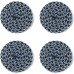 4 PCS Round Placemats for Dining Table Polyester Thread Weave Heat Resistant Non-Slip Pads Set for Kitchen Diameter 7.1 Inches Blue