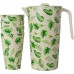 Water Pitcher with lid And 4 Cups Bamboo Fibre Drinking Set Leaf Pattern For Indoor and Outdoor