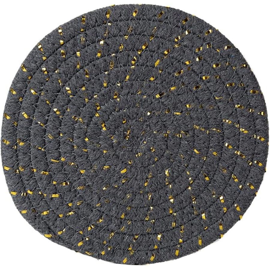 Hot Pads Trivits for Table Round Thread Weave Thick Coasters Set for Cooking Diameter 7.1 Inches Dark Grey