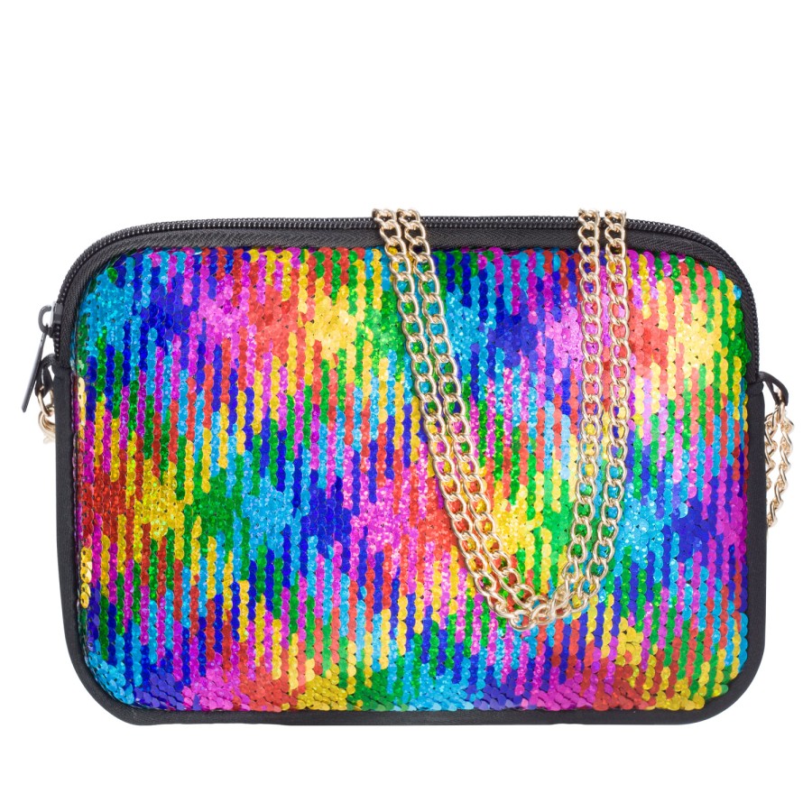 Clutch Purses for Women Neoprene Crossbody Bag Sequin Bag Detachable Chain Crossbody Wallets (Color: Rainbow & Silver)