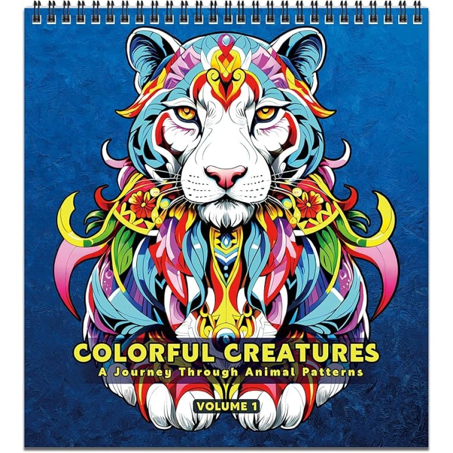 FUN LAVIE Adult Coloring Book Mandala Animal Designs Mandala Coloring Books for Adults Relaxation Coloring Books for Teens Stress Relief with Mindfulness Mandalas and Animal Coloring Supplies